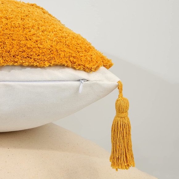 Colorful Throw Pillow Covers Cotton Sun Tufted Pillows Cover Cases with Tassels - Picture 3 of 6